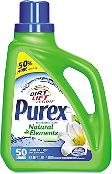 Purex进口代理批发 Purex Ultra Natural Elements HE 液体洗涤剂，亚麻和百合，75 盎司