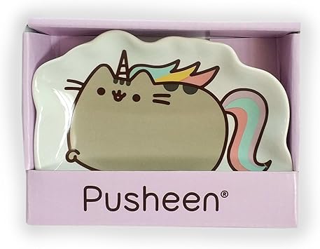 酷牌库|商品详情-Enesco进口代理批发 Enesco Pusheen，我们的名字是泥 Pusheenicorn 石器皿，多色，4.5 英寸饰品托盘