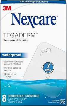 酷牌库|商品详情-Nexcare进口代理批发 Nexcare Tegaderm 防水透明敷料，防污、防菌，为轻微烧伤、擦伤、割伤、水泡和擦伤提供保护，2.375 x 2.75 英寸，8 片