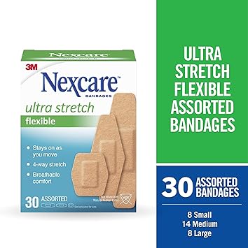 酷牌库|商品详情-Nexcare进口代理批发 Nexcare Nexcare 舒适灵活织物绷带不含乳胶各种尺寸，各种尺寸各 30 件（3 件装）