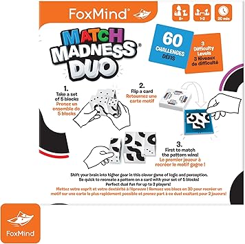 酷牌库|商品详情-FoxMind进口代理批发 FoxMind Games：Match Madness Duo，适合快速思考者的配对游戏，快节奏且充满动作，模式识别和灵活性，适合 2 名玩家，适合 8 岁及以上儿童