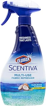 Clorox进口代理批发 Clorox Scentiva 多用途织物清新喷雾 |适用于壁橱、室内装潢、窗帘和地毯的织物清新剂 |太平洋微风和椰子 | 16.9 盎司