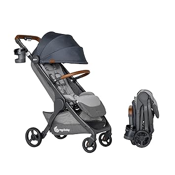 Ergobaby进口代理批发 Ergobaby Metro+ 豪华紧凑型婴儿推车，轻型伞式婴儿推车，可折叠用于头顶飞机存放（最多可承载 50 磅），兼容汽车座椅，伦敦灰色