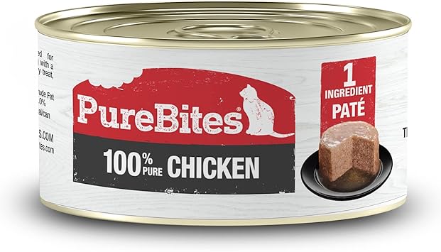 PureBites进口代理批发 PureBites 100% 纯鸡肉酱猫零食 | 2.5盎司罐装|仅 1 种成分 | 12个的情况