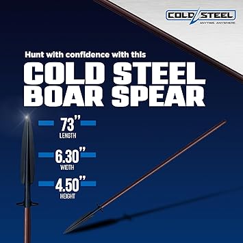 酷牌库|商品详情-Cold Steel进口代理批发 Cold Steel 95BOASK 轻质 89 英寸长中碳 SK 5 钢野猪猎矛，带白蜡木手柄、18 英寸刀片和安全防爆护套