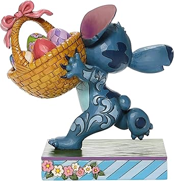 酷牌库|商品详情-Enesco进口代理批发 Enesco Disney Traditions by Jim Shore Lilo 和 Stitch 与复活节篮子雕像一起奔跑，5.75 英寸，多色