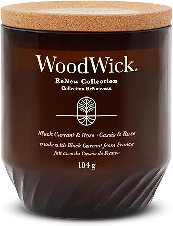 WoodWick进口代理批发 WoodWick Renew 香薰蜡烛，带裂纹灯芯 | | Powered by LOFTER黑醋栗和玫瑰中号蜡烛| |植物性大豆椰子蜡混合物 |采用再生材料制成|送给女士的完美礼物