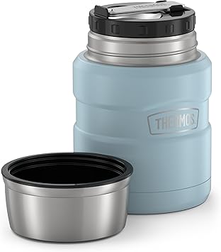 酷牌库|商品详情-THERMOS进口代理批发 THERMOS ICON 真空隔热食品罐，带勺子，16 盎司，哑光粉蓝色