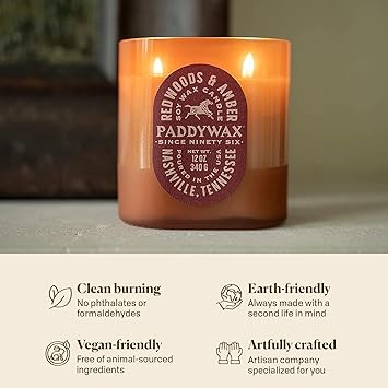 酷牌库|商品详情-Paddywax进口代理批发 Paddywax Candles VS1003 Vista 系列香薰蜡烛，12 盎司，红杉和琥珀，12 盎司