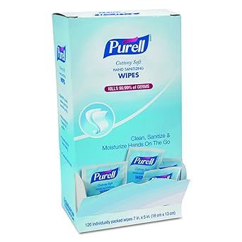 Purell进口代理批发 PURELL 902712CT 棉质柔软独立包装洗手湿巾，5 英寸 x 7 英寸，白色（每盒 12 片）