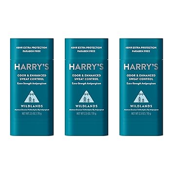 Harry's进口代理批发 Harry's 超强止汗剂 - 男士异味和增强止汗止汗剂 - Wildlands，2.5 盎司，3 件装