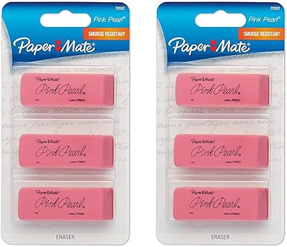 Paper Mate进口代理批发 Paper Mate 粉色珍珠橡皮擦，中号，3 片 2 件装