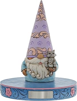 酷牌库|商品详情-Enesco进口代理批发 Enesco Jim Shore Heartwood Creek Gnome 拿着猫雕像，5.75 英寸，多色