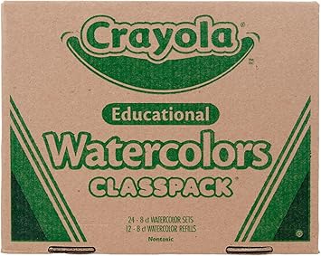 Crayola进口代理批发 Crayola 水彩套装，儿童散装颜料套装，24 个托盘和 12 个补充装，学校用品