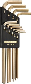 Bondhus进口代理批发 Bondhus 38138 10 件套六角 L 型扳手，带 GoldGuard 表面，长，尺寸 1/16-1/4 英寸