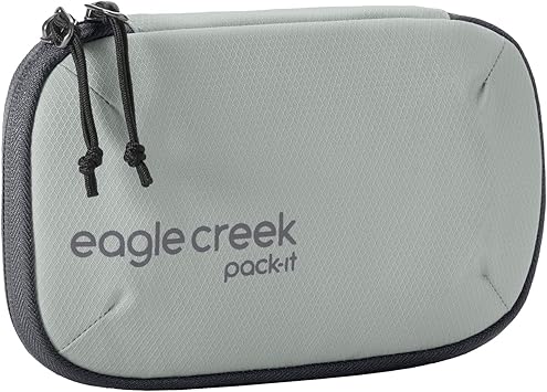 eagle creek进口代理批发 eagle Creek Pack-It Reveal 迷你电子旅行收纳盒，配有安全衬垫内部口袋，可存放科技配件和电线，带自修复拉链，风暴灰色