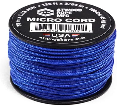 Atwood Rope进口代理批发 Atwood Rope MFG 战术尼龙/聚酯微型实用绳 1.18 毫米 X 125 英尺可重复使用线轴 |渔具、珠宝制作、露营配件（宝蓝色）