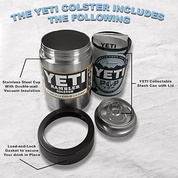 酷牌库|商品详情-YETI进口代理批发 YETI 不锈钢 Rambler Colster 罐头和瓶架 银色 一种尺寸，12 盎司