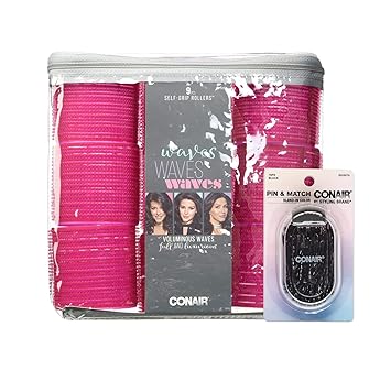 CONAIR进口代理批发 Conair 自握式超大卷发筒 9 件装，带储物袋和 75 克拉黑色发夹