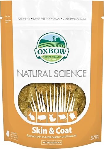 Oxbow进口代理批发 Oxbow Natural Science 皮肤和外套补充剂 - 高纤维、棕榈油、Omega 3 和 6 脂肪酸，适合小动物，4.2 盎司。