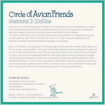 酷牌库|商品详情-Galison进口代理批发 Galison Circle of Avian Friends 1000 片圆形拼图 Galison - 具有挑战性的拼图，由 Geninne Zlatkis 制作，具有令人惊叹的鸟类和花卉艺术，厚实坚固的拼图，是一份很棒的礼物！