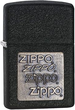 Zippo进口代理批发 Zippo 黄铜徽章袖珍打火机，黑色裂纹，一种尺寸