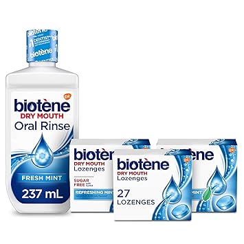 Biotene进口代理批发 Biotene 新鲜薄荷保湿口腔漱口水，不含酒精，适合口干，33.8 盎司 & Biotene 口干含片，清爽薄荷，81 片