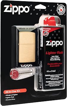 Zippo进口代理批发 Zippo 多合一套件，带拉丝黄铜防风打火机