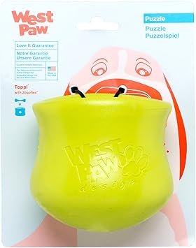 酷牌库|商品详情-WEST PAW进口代理批发 WEST PAW Zogoflex Toppl Treat 分配狗玩具套装狗互动咀嚼玩具狗玩具适合中度咀嚼，抓取，抓握粗磨食物，零食，大号 4 英寸，格兰尼史密斯，水蓝色