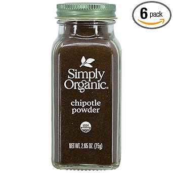 Simply Organic进口代理批发 Simply Organic Chipotle Powder，有机认证，纯素 | 2.65 盎司 | 6 件装 |辣椒