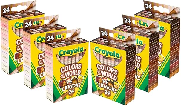 Crayola进口代理批发 Crayola 散装蜡笔套装，世界的色彩，多元文化蜡笔，学校用品，6 套 24 种颜色