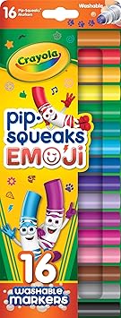 Crayola进口代理批发 Crayola Emoji Pip Squeaks 可水洗记号笔（16 克拉），幼儿迷你印章记号笔套装，圣诞袜，送给男孩和女孩的节日礼物