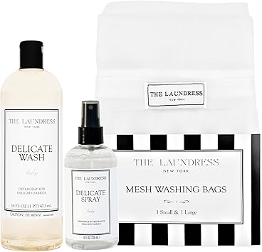 The Laundress进口代理批发 Laundress 丝绸和精致护理套装、节日礼品套装、精致洗涤、精致织物喷雾和网袋、丝绸、内衣和精致织物护理