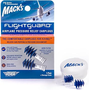 Mack's进口代理批发 Macks Flightguard 飞机减压耳塞 26dB NRR、33dB SNR 舒适、安全、旅行耳塞，适合飞行气压耳痛、耳鸣和降噪