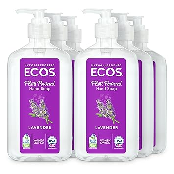 ECOS进口代理批发 ECOS 低过敏洗手液 - 全天然 pH 平衡洗手液，含维生素 E - 适合敏感肌肤 - 薰衣草 - 17 盎司瓶装（6 包）