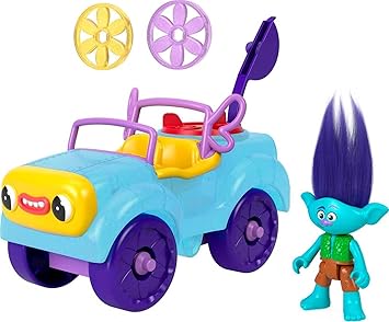 Fisher-Price进口代理批发 Fisher-Price Imaginext DreamWorks Trolls Toys Branch 的越野车、推车和人物玩具套装适合 3 岁以上儿童装扮游戏