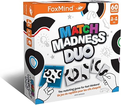 FoxMind进口代理批发 FoxMind Games：Match Madness Duo，适合快速思考者的配对游戏，快节奏且充满动作，模式识别和灵活性，适合 2 名玩家，适合 8 岁及以上儿童