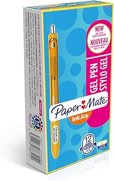 Paper Mate进口代理批发 Paper Mate InkJoy 中性笔，中号 - 黄色，12 支装