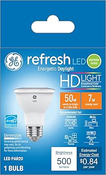 GE进口代理批发 GE Refresh LED 灯泡，50 瓦，日光，PAR20 灯泡（1 件装）