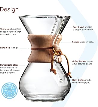 酷牌库|商品详情-Chemex进口代理批发 Chemex 倾倒式玻璃咖啡机 - 经典系列 - 6 杯 - 独家包装