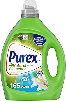 Purex进口代理批发 Purex 液体洗衣粉，超浓缩，天然元素亚麻和百合，82.5 盎司，165 件