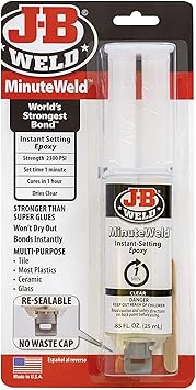 J-B Weld进口代理批发 JB Weld 50101 MinuteWeld 速凝环氧注射器 - 透明 - 25ml，0.85 Fl Oz（1 件装）