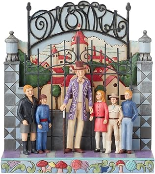 Enesco进口代理批发 Enesco Willy Wonka 和 Jim Shore 的巧克力工厂站在门边的儿童雕像，8.25 英寸，多色