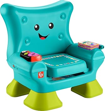 Fisher-Price进口代理批发 Fisher-Price 幼儿学习玩具 Laugh & Learn 智能舞台椅，带音乐灯光和活动，适合 1 岁以上婴儿，青色