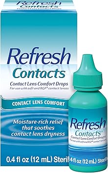 Refresh进口代理批发 Refresh Contacts，隐形眼镜舒适滴剂，适用于隐形眼镜，0.4 液量盎司（12 毫升）