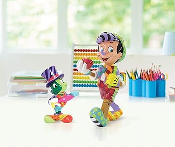 酷牌库|商品详情-Enesco进口代理批发 Enesco 6006087 迪士尼 Britto Pinocchio Jiminy 板球微型雕像，3.54 英寸，多色