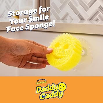 酷牌库|商品详情-Scrub Daddy进口代理批发 Scrub Daddy Colors 3 件 + Daddy Caddy - 防刮多用途洗碗海绵 + 海绵架 - 不含 BPA，采用聚合物泡沫制成 - 防污防臭厨房海绵