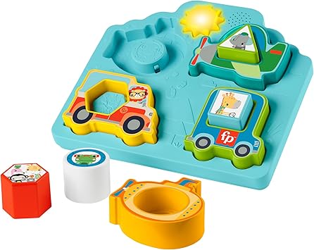 Fisher-Price进口代理批发 Fisher-Price 婴儿分类玩具形状和声音车辆拼图，带音乐和灯光，适合精细动作，年龄 900 万以上