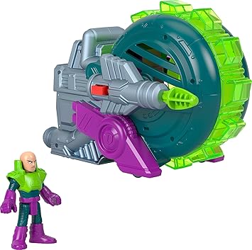 Fisher-Price进口代理批发 Fisher-Price Imaginext DC 超级朋友玩具 Lex Luthor 旋转锯车和人物套装适合 3 岁以上儿童假装玩耍