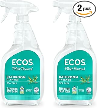 ECOS进口代理批发 ECOS 浴室清洁剂 - 淋浴、瓷砖和浴缸 - 通用清洁喷雾和淋浴清洁剂 - 无需擦洗或冲洗皂垢去除剂 - 天然浴室清洁用品（2 件装）